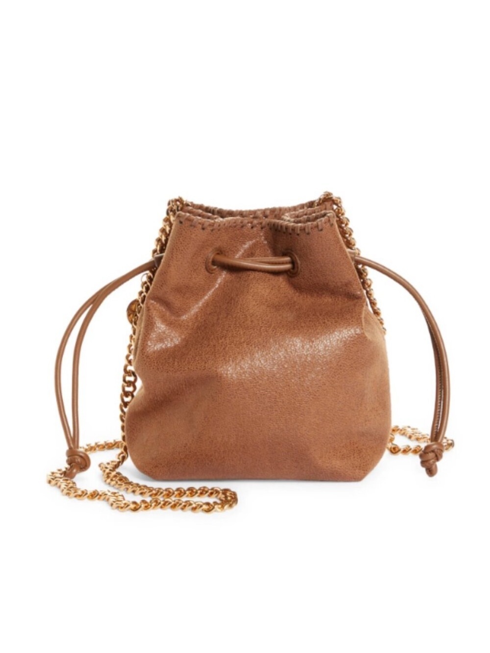 Stella McCartney Falabella Micro Bucket Bag Pecan Brown NWT Chain Crossbody Tote